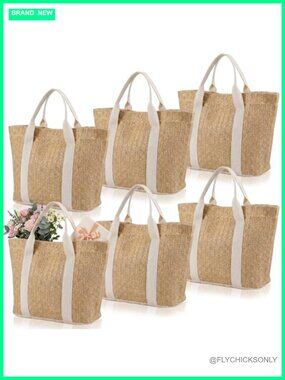 Mini Straw Beach Tote Bags for Bachelorette Favors Burlap Bag with Handles